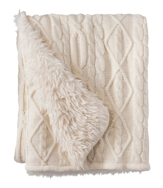 1912 Heritage Knit Faux Fur Throw, Cable - US 3401