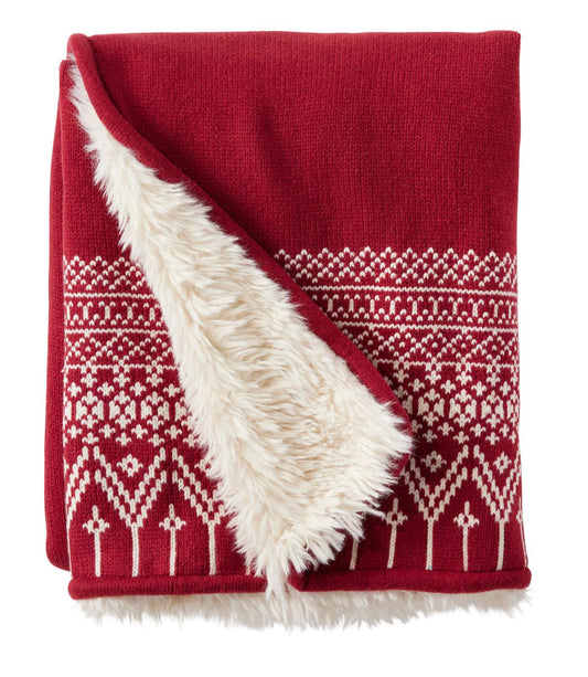 1912 Heritage Knit Faux Fur Throw, Fair Isle - US 0936