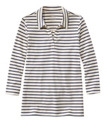 Women's Pima Cotton Tee, Three-Quarter-Sleeve Polo Stripe - US 8471