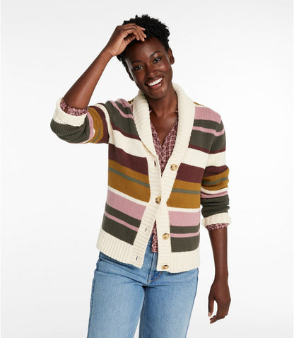 Women's Signature Original Cotton Sweater, Shawl Cardigan Stripe - US 5232