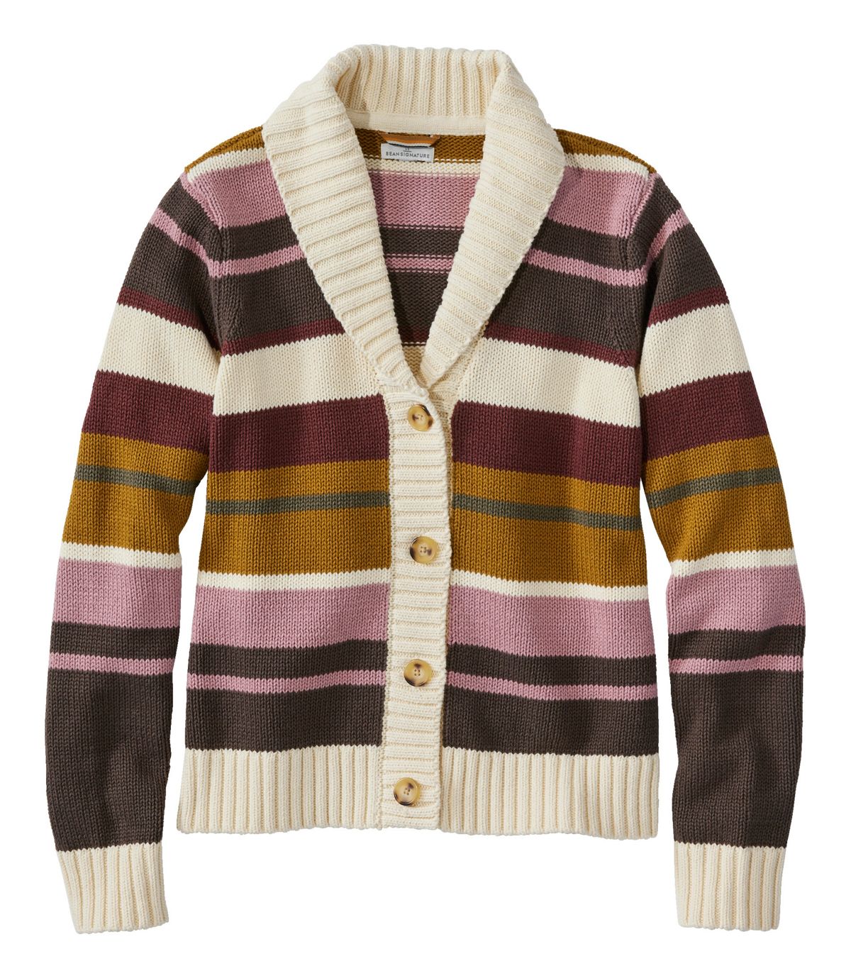 Women's Signature Original Cotton Sweater, Shawl Cardigan Stripe - US 5232