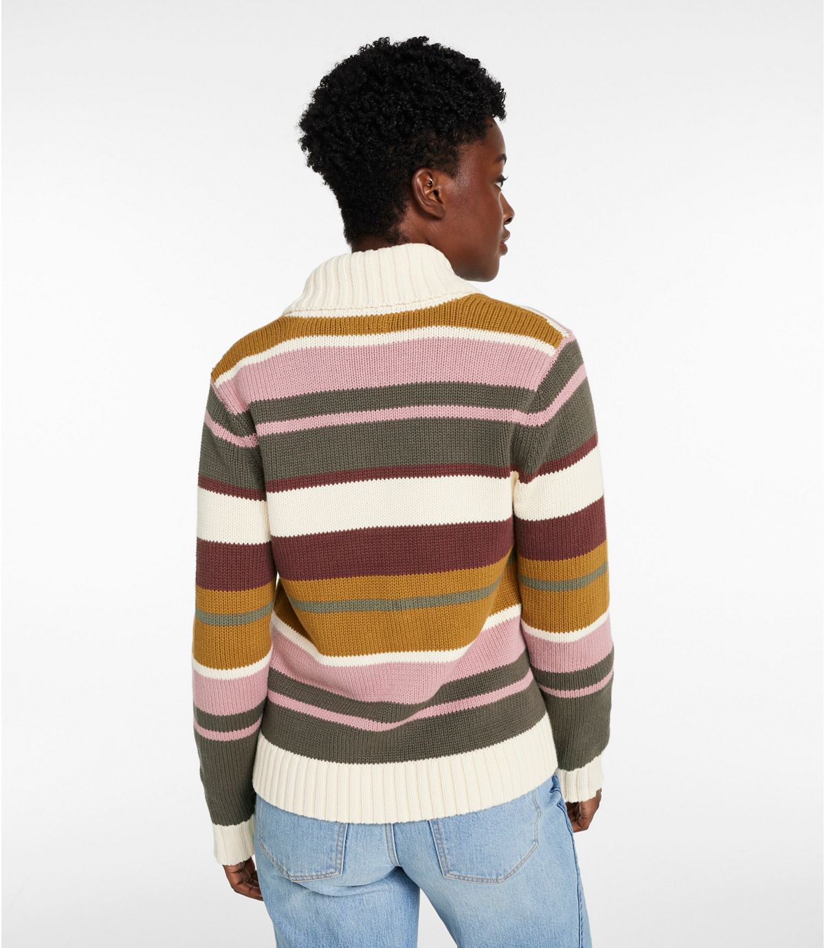 Women's Signature Original Cotton Sweater, Shawl Cardigan Stripe - US 5232