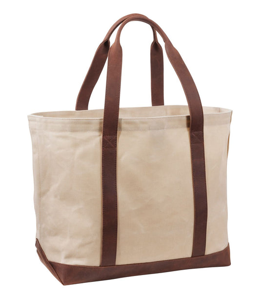 Leather-Trim Waxed Canvas Tote - US 5528