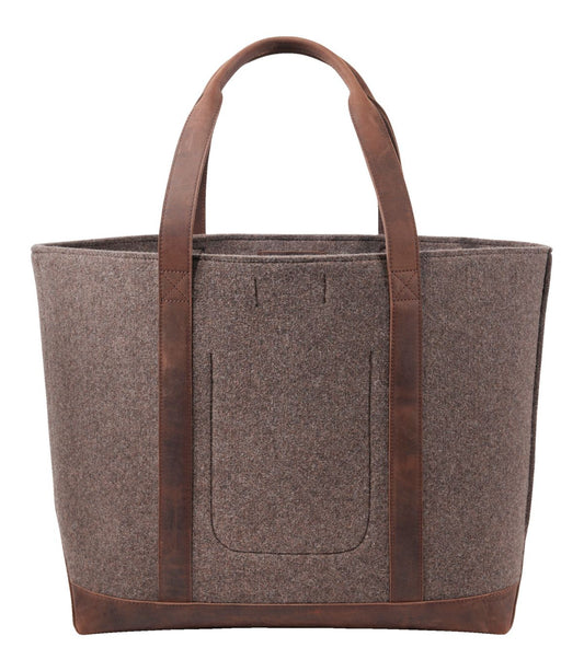 Leather-Trim Wool Tote - US 6488