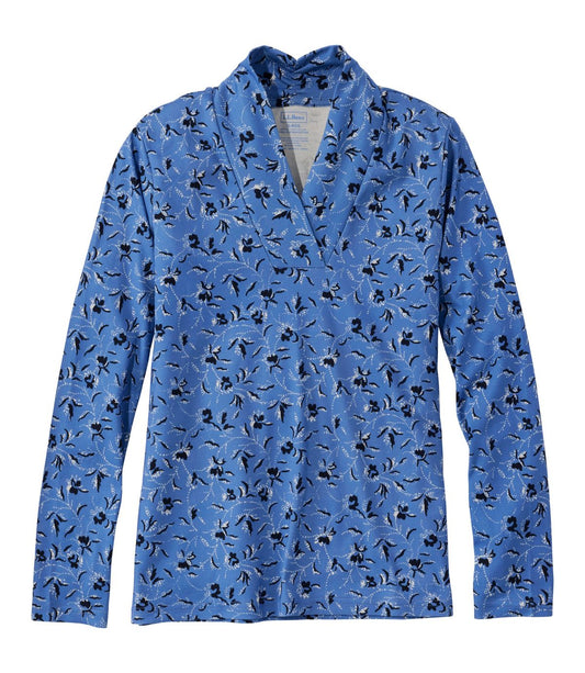 Women's Pima Cotton Tee, Shawl Long-Sleeve Print - US 7889