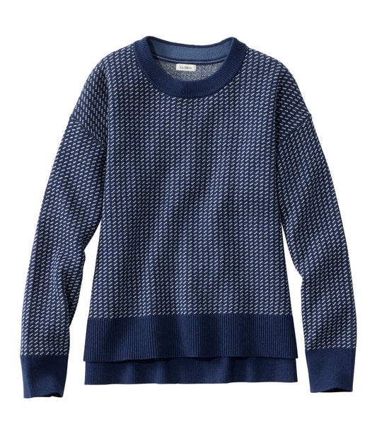 Women's Wicked Soft Cotton/Cashmere Crewneck Sweater, Pattern - US 5949