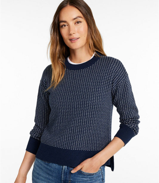 Women's Wicked Soft Cotton/Cashmere Crewneck Sweater, Pattern - US 5949
