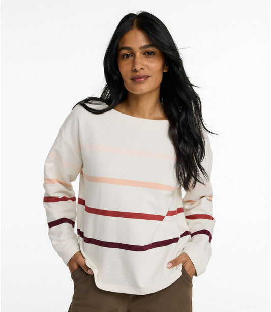 Women's Peaks Island Top, Relaxed Boatneck Long-Sleeve Stripe - US 7484