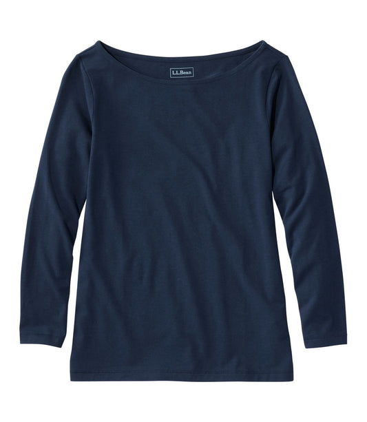 Women's Soft Stretch Supima-Blend Tee, Boatneck Bracelet-Sleeve - US 0540