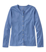 Women's Pima Cotton Tee, Long-Sleeve Crewneck Cardigan - US 7445