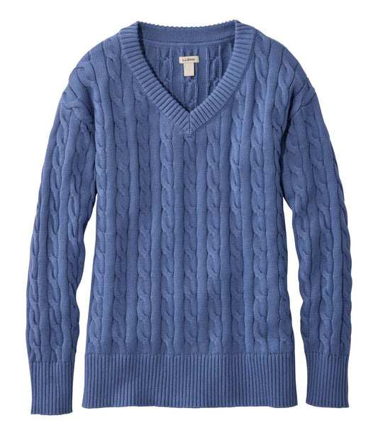Women's The Original Double L® Sweater, Cable V-Neck - US 6667