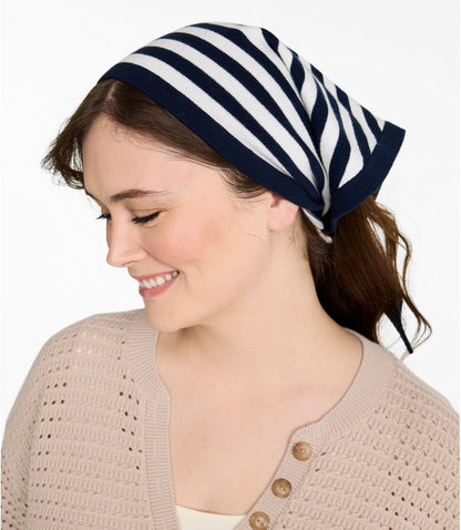 Women's Cotton/Cashmere Knit Triangle Scarf, Striped - US 5066