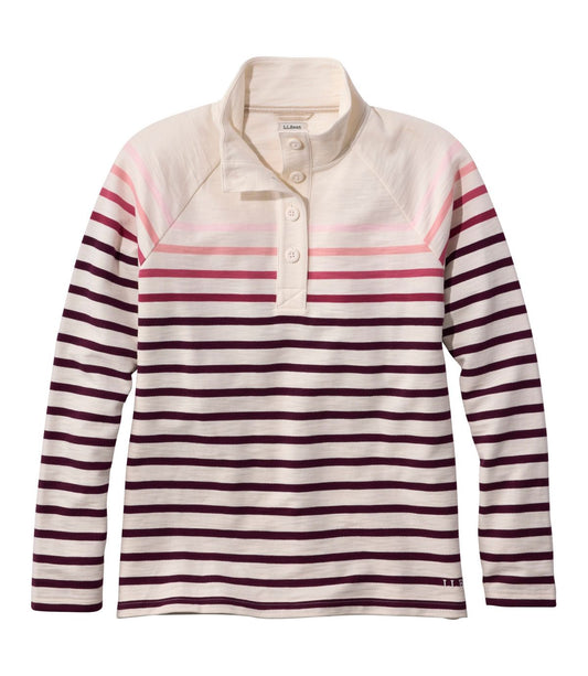 Women's Peaks Island Button Mockneck, Stripe - US 7656