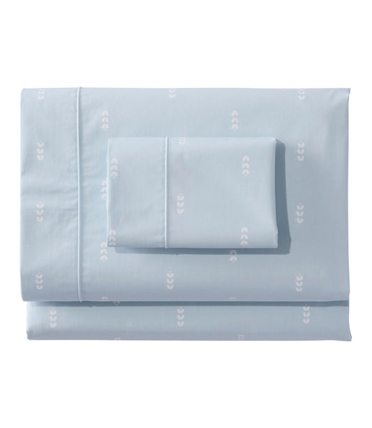 Sunwashed Percale Sheet Collection, Stamped Leaf Print - US 7028