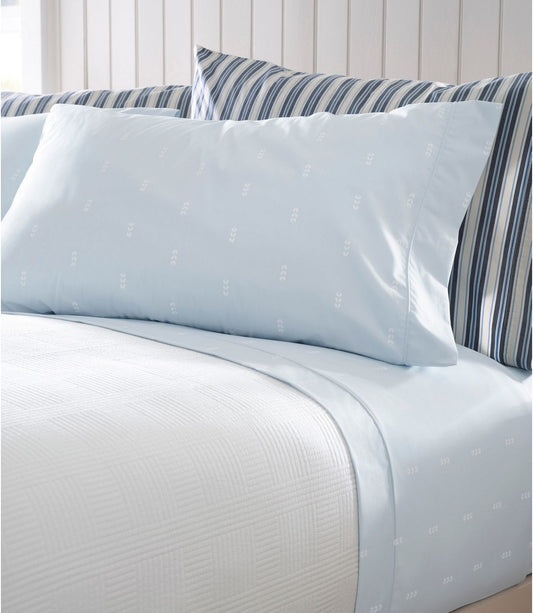 Sunwashed Percale Sheet Collection, Stamped Leaf Print - US 7028