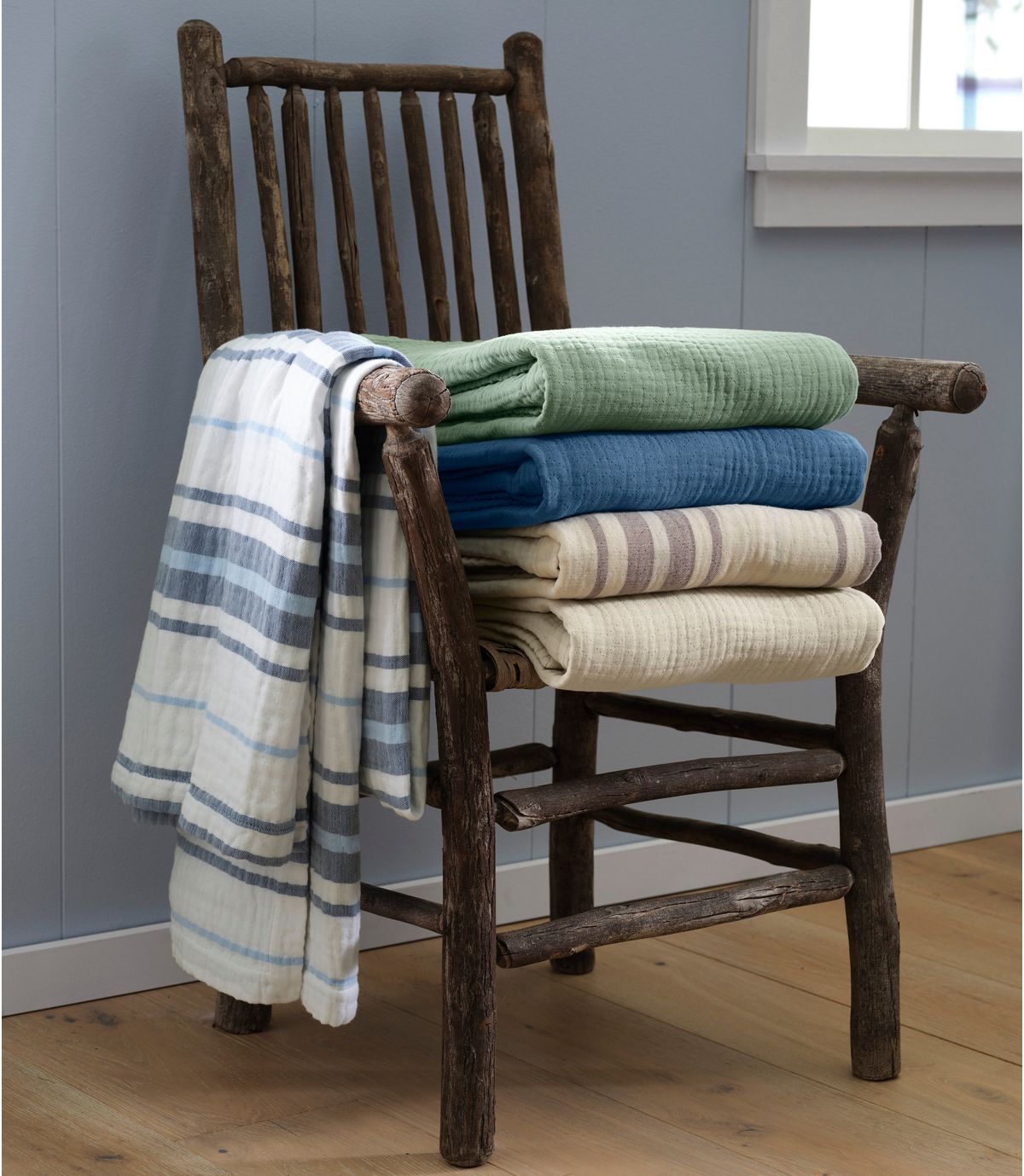 Lightweight Cotton Gauze Throw, Stripe - US 4043