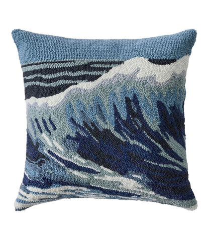 Indoor/Outdoor Hooked Pillow, Ocean Waves, 18" x 18" - US 6385