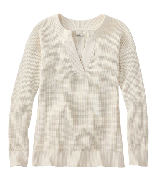 Women's Sunwashed Waffle Sweater, Splitneck - US 1749