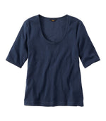 Women's Signature Premium Essential Pointelle Tee, Elbow-Sleeve Scoopneck - US 5736