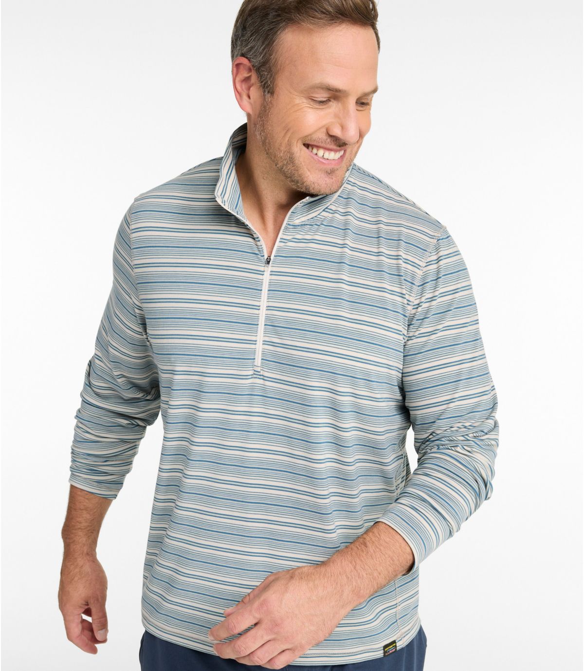 Men's Everyday SunSmart® Tee, Long-Sleeve Quarter-Zip Stripe - US 4898