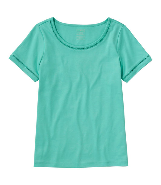 Women's Pima Cotton Tee, Short-Sleeve Jewelneck - US 9922