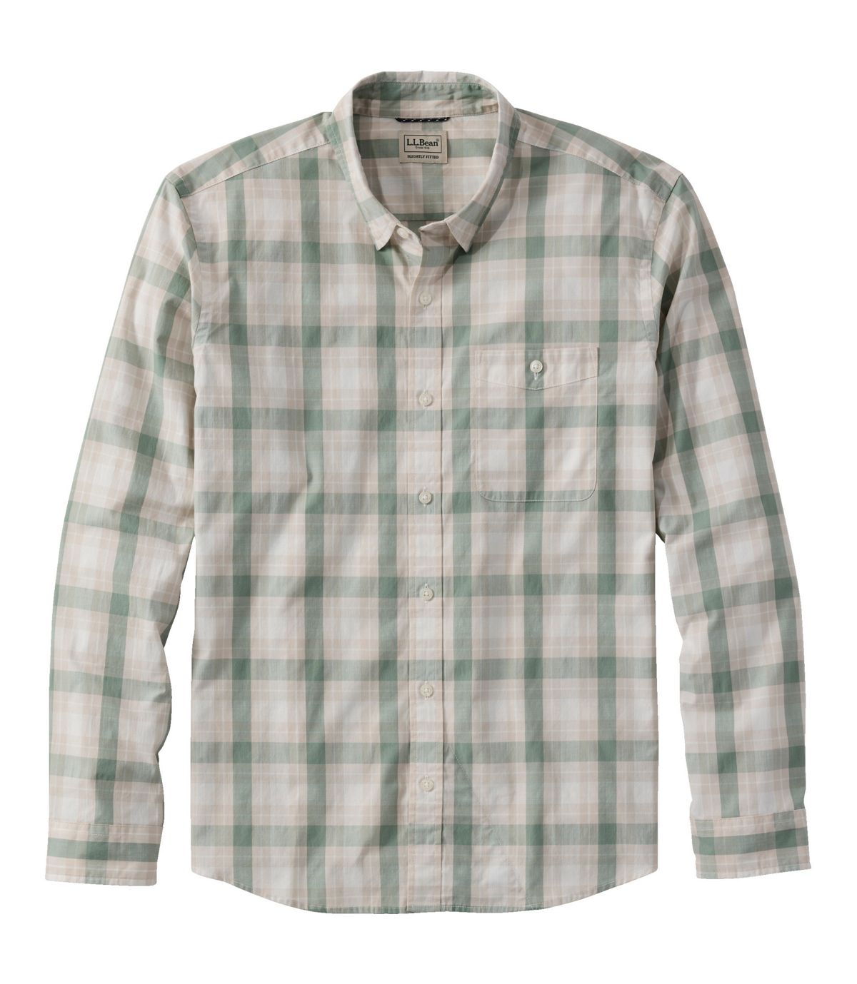 Men's Comfort Stretch Performance® Chambray Shirt, Long-Sleeve, Slightly Fitted Untucked Fit, Plaid - US 4128