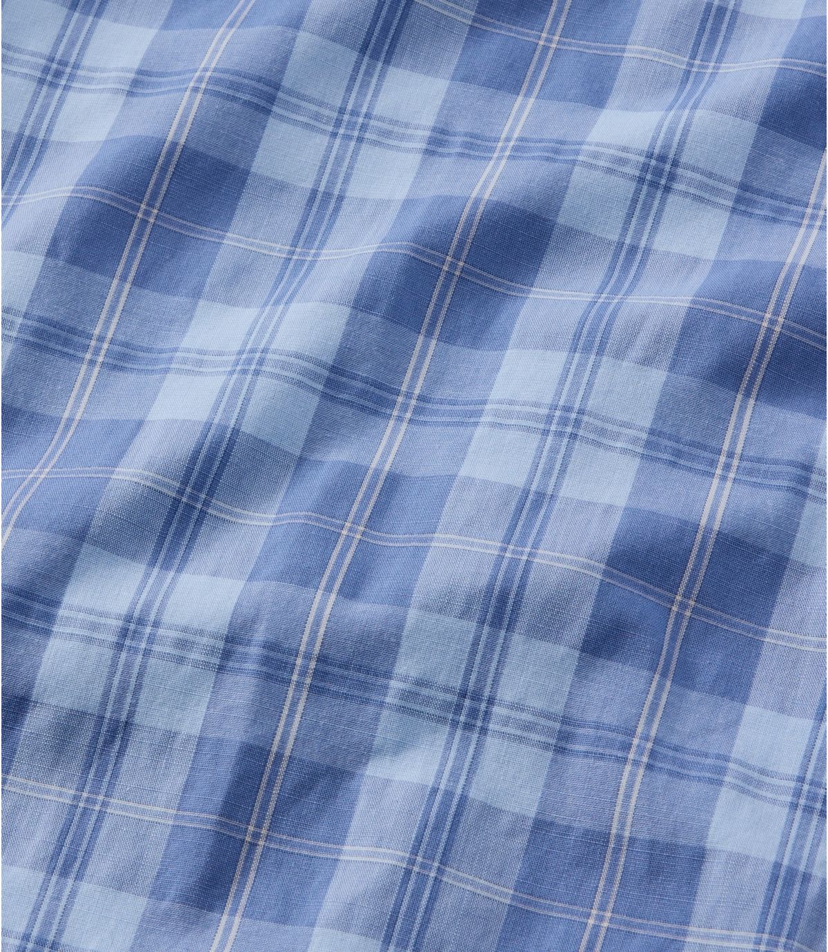 Men's Comfort Stretch Performance® Chambray Shirt, Long-Sleeve, Slightly Fitted Untucked Fit, Plaid - US 4128