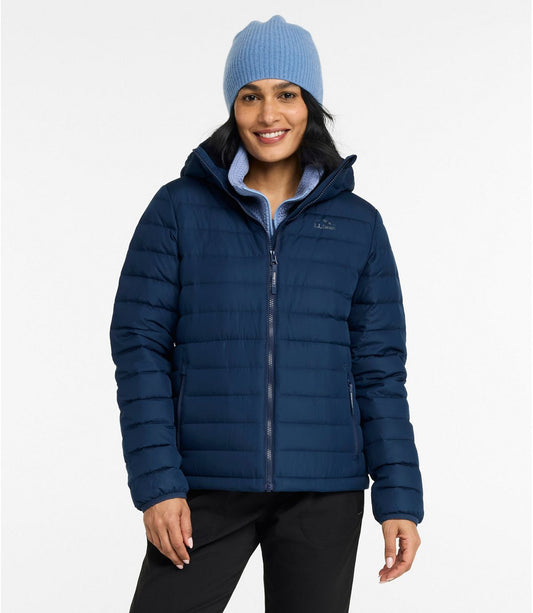 Women's Access Down Hooded Puffer, Colorblock - US 6548