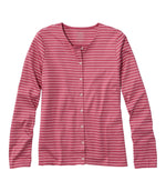 Women's Pima Cotton Tee, Long-Sleeve Crewneck Cardigan Stripe - US 9781
