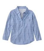 Women's Lakeside Linen/Cotton Tee, Three-Quarter-Sleeve Splitneck Polo Print - US 8555
