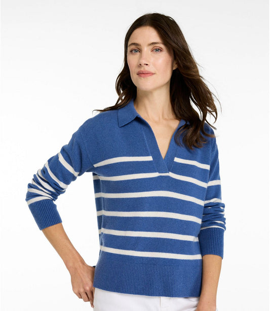 Women's Classic Cashmere Sweater, Relaxed Polo - US 3971