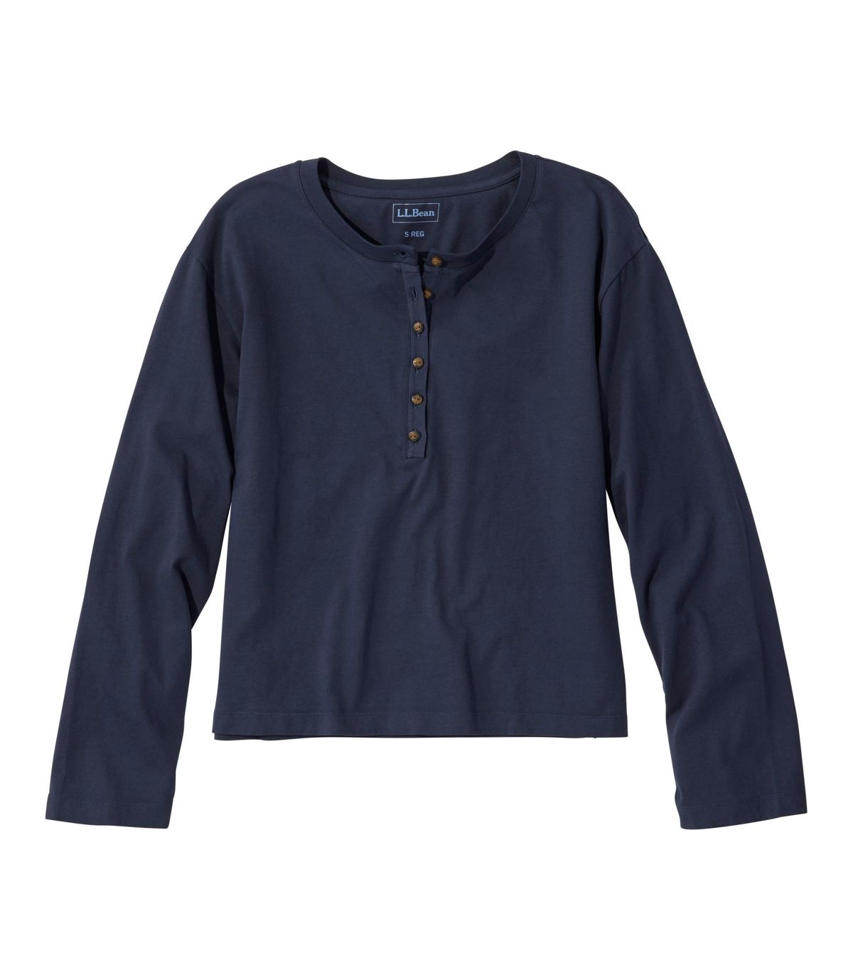 Women's Sunwashed Tee, Long-Sleeve Cropped Boxy Henley - US 2907