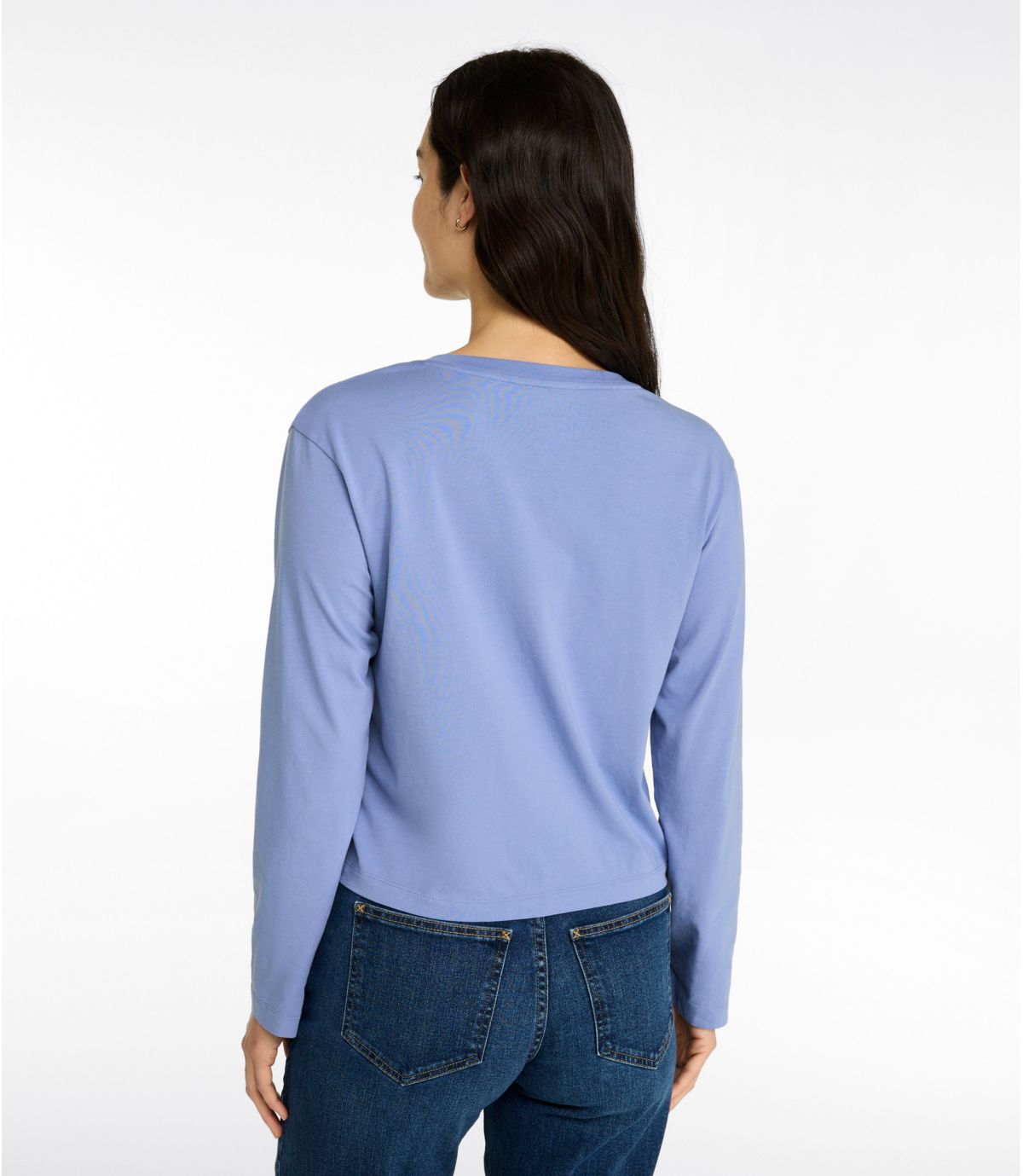 Women's Sunwashed Tee, Long-Sleeve Cropped Boxy Henley - US 2907