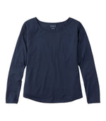 Women's Soft Stretch Supima-Blend Tee, Long Dolman-Sleeve Jewelneck - US 4092