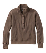 Women's Sunwashed Waffle Top, Mockneck Henley - US 8832
