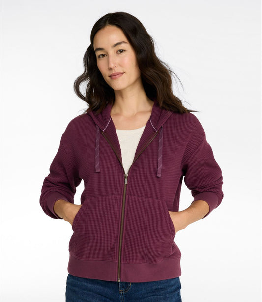 Women's Sunwashed Waffle Top, Full-Zip Hoodie - US 6480