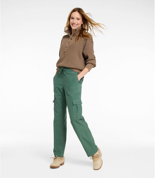 Women's Sunwashed Cotton-Blend Pull-On Pants, Mid-Rise Cargo - US 9963