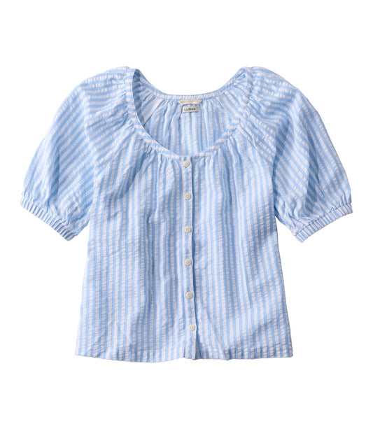 Women's Bean's Seacoast Seersucker Scoopneck Shirt - US 5003