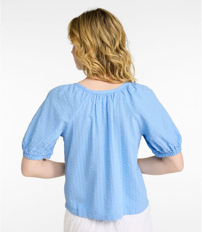 Women's Bean's Seacoast Seersucker Scoopneck Shirt - US 5003