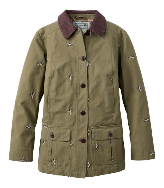 Women's Adirondack Barn Coat, Flannel-Lined Embroidery - US 7036