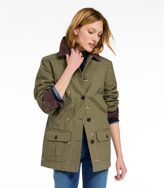 Women's Adirondack Barn Coat, Flannel-Lined Embroidery - US 7036