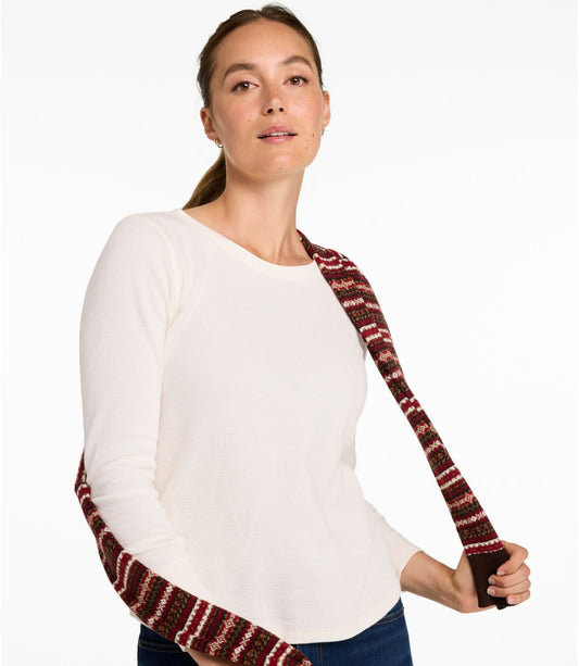Women's Waffle-Knit Top, Long-Sleeve Jewelneck - US 2645