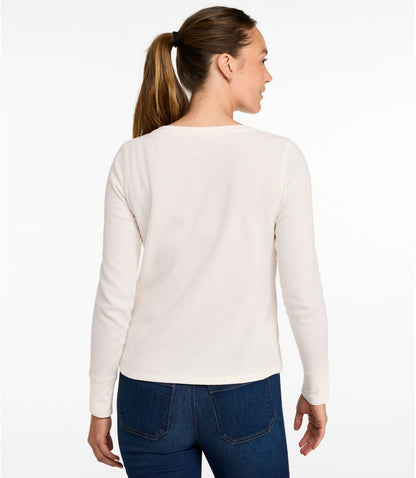 Women's Waffle-Knit Top, Long-Sleeve Jewelneck - US 2645