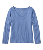 Women's Pima Cotton Tee, Long-Sleeve Open V-Neck - US 3664