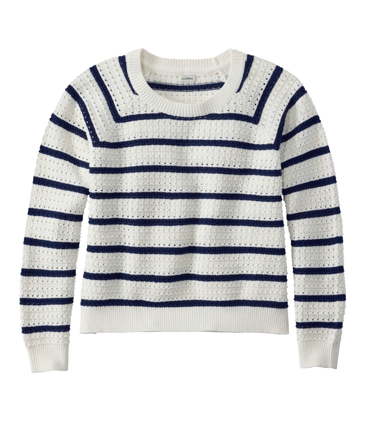 Women's Sunwashed Openwork Sweater, Crewneck Stripe - US 1545