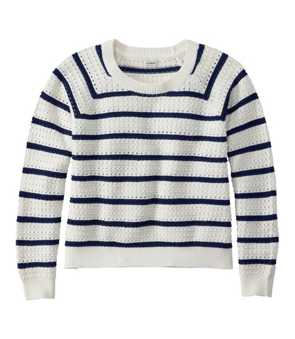Women's Sunwashed Openwork Sweater, Crewneck Stripe - US 1545