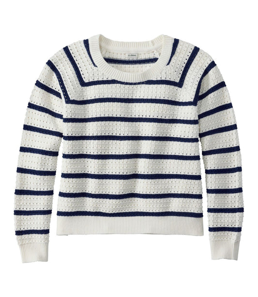 Women's Sunwashed Openwork Sweater, Crewneck Stripe - US 1545