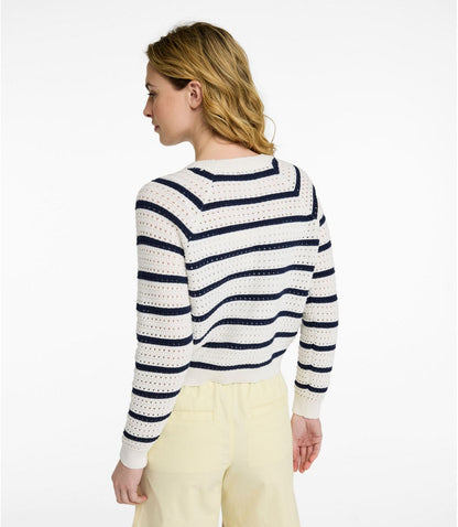 Women's Sunwashed Openwork Sweater, Crewneck Stripe - US 1545
