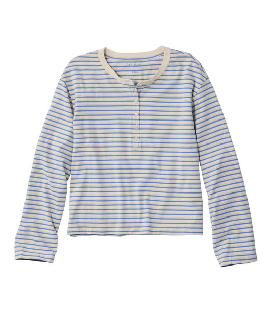 Women's Sunwashed Tee, Long-Sleeve Cropped Boxy Henley Novelty - US 7794