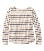 Women's Soft Stretch Supima-Blend Tee, Long Dolman-Sleeve Jewelneck Stripe - US 3365